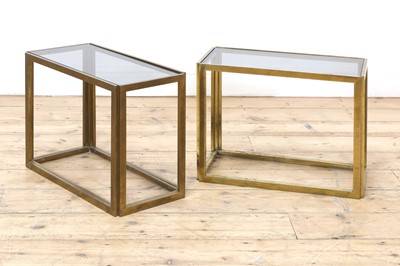 Lot 240 - A pair of brass side tables