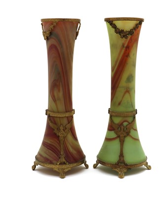 Lot 402 - A pair of lithaylin type glass vases by Landier & Fils
