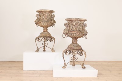 Lot 302 - A pair of Renaissance-style imitation bronze urns