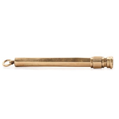 Lot 26 - An Edwardian 9ct gold propelling pencil case, by Asprey