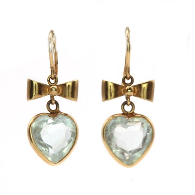 Lot 122 - A pair of 9ct gold  topaz drop earrings