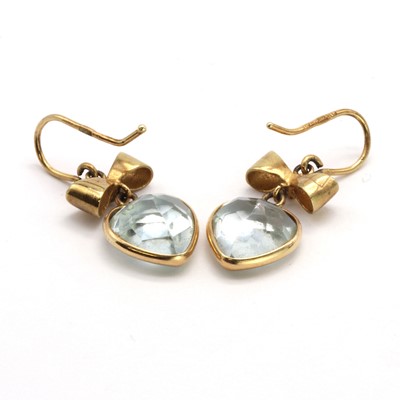 Lot 122 - A pair of 9ct gold  topaz drop earrings