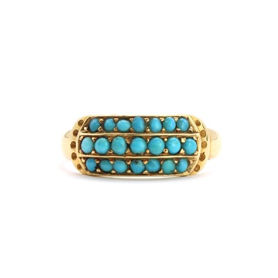 Lot 10 - A Victorian 18ct gold turquoise panel ring