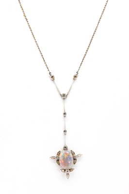 Lot 122 - An Edna May opal and diamond pendant, c.1915