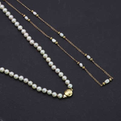 Lot 160 - A 9ct gold freshwater pearl necklace