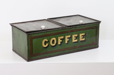 Lot 130 - A Regency green-painted toleware coffee tin