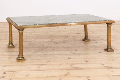 Lot 205 - A brass and serpentine marble coffee table