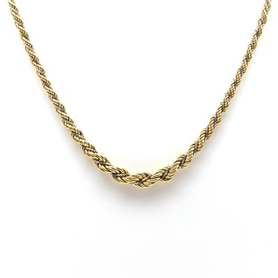 Lot 255 - An 18ct two colour gold graduated rope chain, by UnoAerre