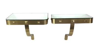 Lot 361 - A pair of Art Deco style wall mounted bedside tables