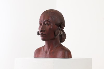 Lot 240 - An hardwood bust of a woman