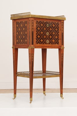 Lot 151 - A small Transitional tulipwood and marquetry writing table by Godefroy Dester