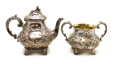 Lot 25 - A Victorian silver teapot and sugar bowl