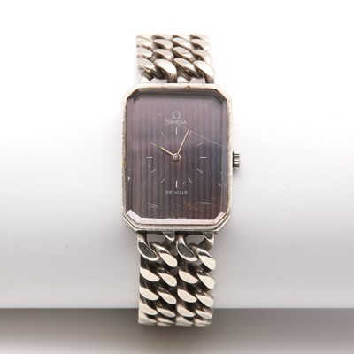 Lot 201 - A sterling silver Omega 'De Ville' mechanical bracelet watch, c.1970