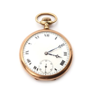 Lot 1408 - A 9ct gold top wind open faced pocket watch