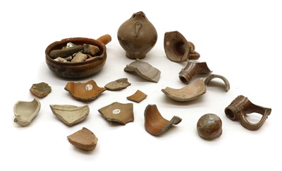 Lot 146 - A collection of salt glazed stoneware bellarmine shards and finds