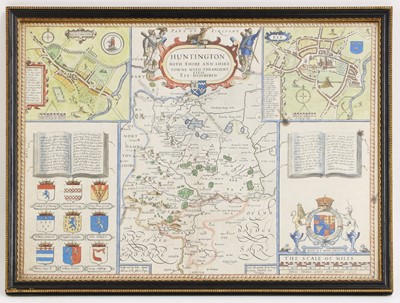 Lot 525 - John Speed, hand coloured map of Huntington