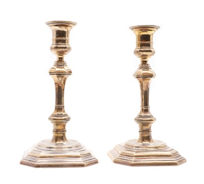 Lot 81 - A pair of silver candlesticks