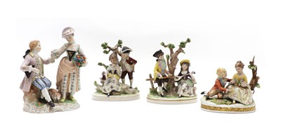 Lot 274 - A group of four continental porcelain figure groups