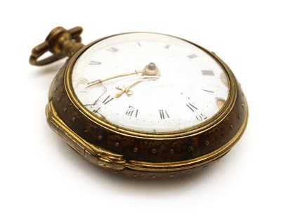 Lot 1398 - A George III gilt metal and tortoiseshell pair cased verge fusee pocket watch