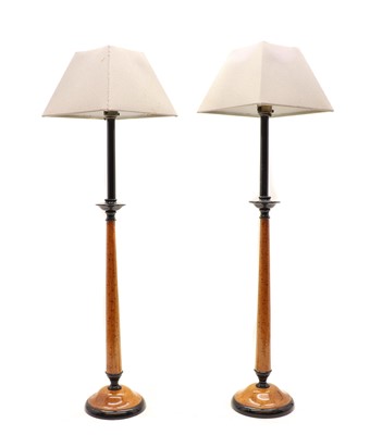 Lot 343 - A pair of scumbled maple table lamps