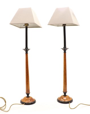 Lot 343 - A pair of scumbled maple table lamps