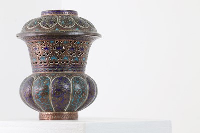 Lot 116 - A gilt-copper and soft-enamel censer and cover