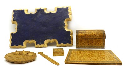 Lot 267 - A Kashmiri papier mache lacquered desk set