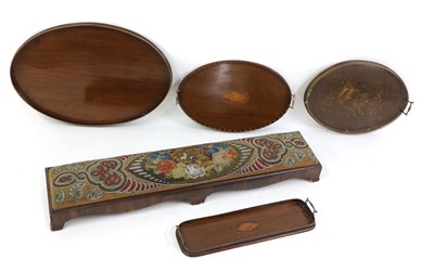 Lot 266 - Three mahogany and parquetry oval trays