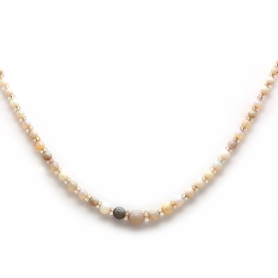 Lot 7 - An Edwardian opal and faceted rock crystal bead necklace