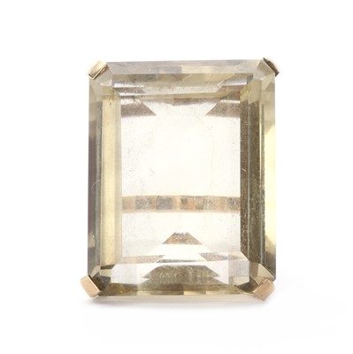 Lot 1217 - A gold single stone smoky quartz ring