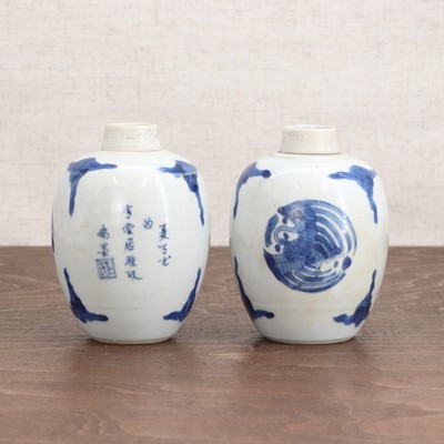 Lot 73 - A pair of Chinese blue and white jars