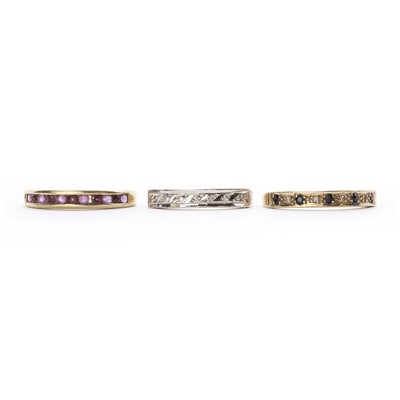 Lot 1536 - Three 9ct gold half eternity rings