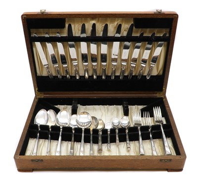Lot 34 - A silver canteen of flatware