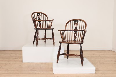 Lot 182 - A pair of Victorian ash and elm Windsor chairs