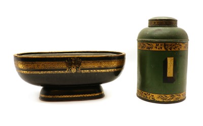 Lot 277 - A painted toleware tea canister