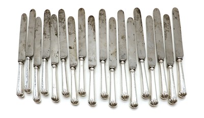 Lot 31 - A set of eighteen silver handled knives