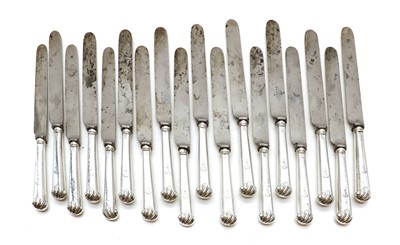 Lot 31 - A set of eighteen silver handled knives