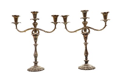 Lot 41 - A pair of silver-plated candelabrum