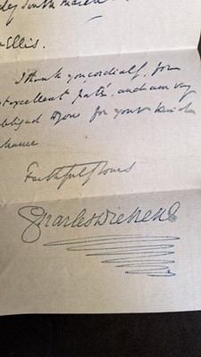 Lot 285 - Two signed letters by Charles Dickens