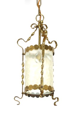 Lot 56 - An Arts and Crafts vaseline glass lantern