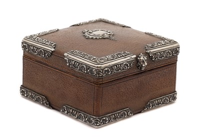 Lot 80 - An Austrian silver and leather mounted  box