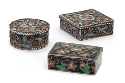 Lot 28 - A group of three enamel silver boxes