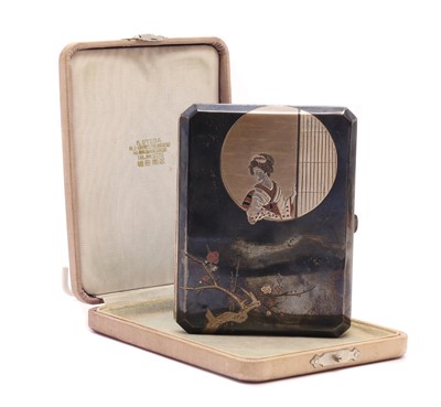 Lot 140 - A cased Japanese metal cigarette case