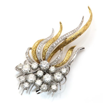 Lot 164 - A two colour gold diamond spray brooch