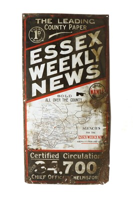Lot 290 - An 'Essex Weekly News' enamel sign