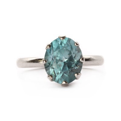 Lot 1071 - A single stone blue zircon ring