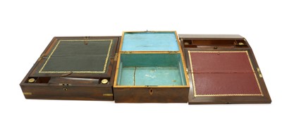 Lot 270 - An early 19th century rosewood and brass bound writing slope