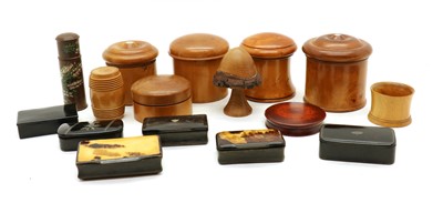Lot 258 - A collection of snuff boxes and treen