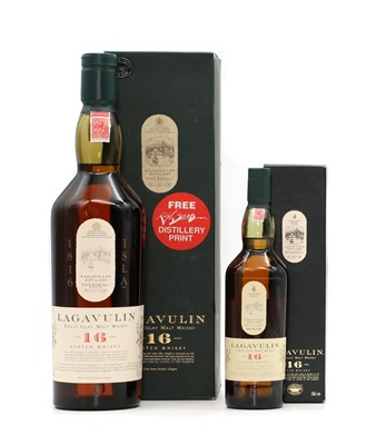 Lot 322 - Lagavulin, Single Islay Malt Whisky, Aged 16 Years, (1) together with another and a print