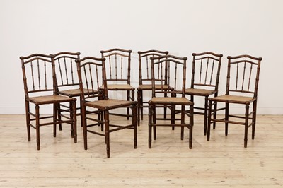 Lot 85 - Eight faux bamboo side chairs